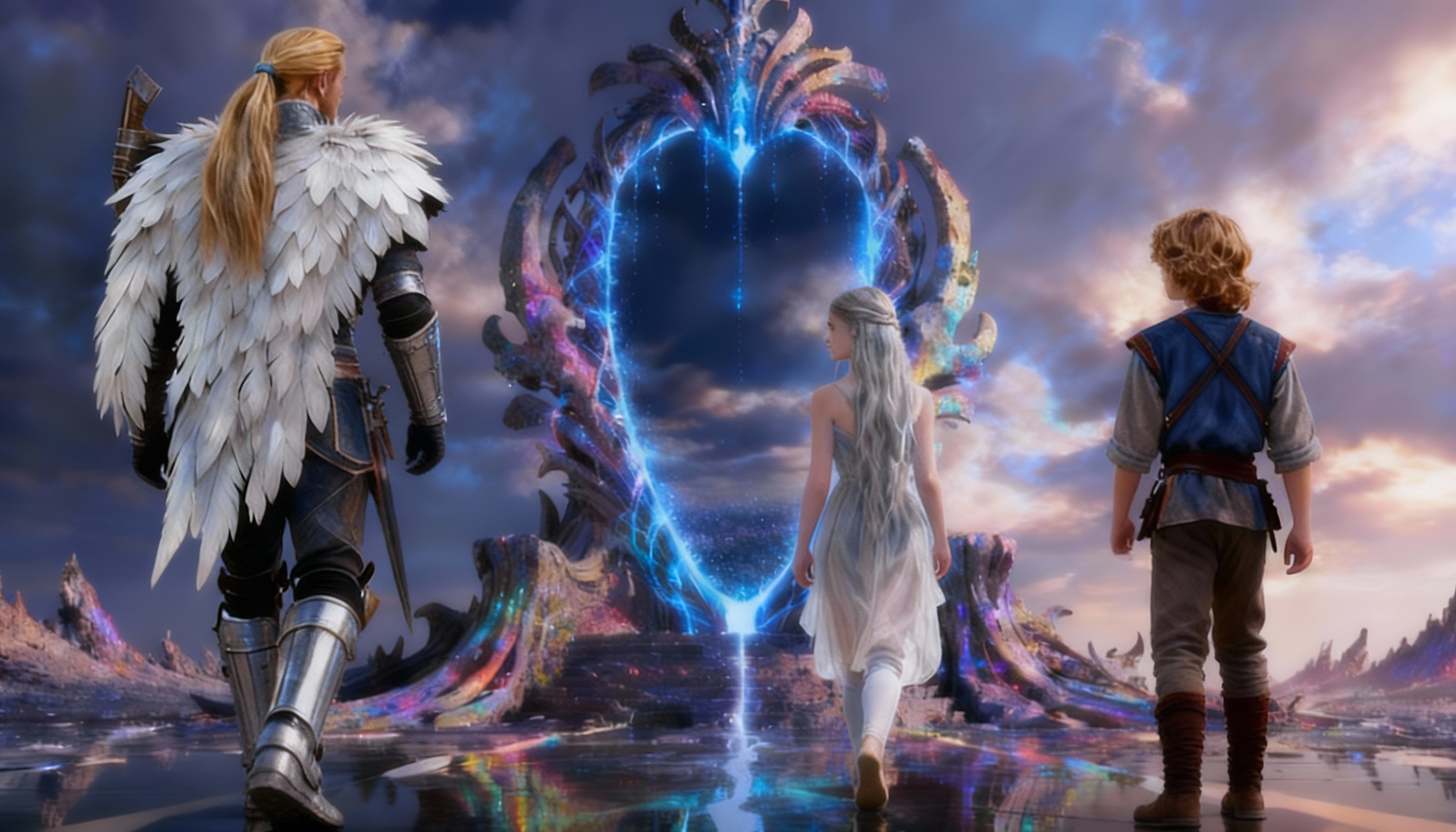 A luminous portal opening at sunset